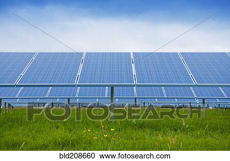 Stock Image - Solar panels in field. Fotosearch