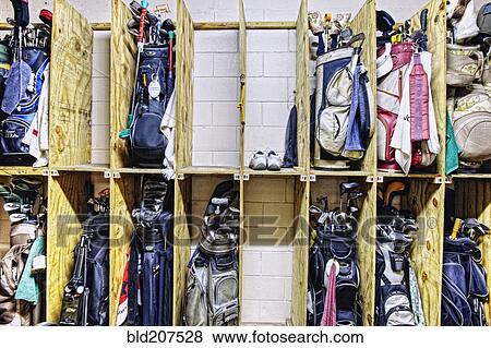 Storage Room for Golf Clubs View Large Photo Image Stock Photo - Storage Room for Golf Clubs. Fotosearch