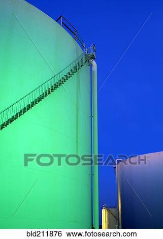 Storage tank at twilight View Large Photo Image Stock Photograph - Storage tank at twilight. Fotosearch