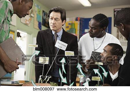 Stock Photo - Students listening to high school science teacher. Fotosearch