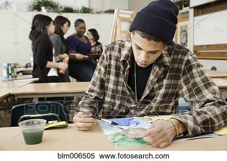 Students painting in art class View Large Photo Image Stock Photography - Students painting in art class. Fotosearch