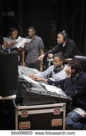 Students working with sound mixer View Large Photo Image Stock Image - Students working with sound mixer. Fotosearch