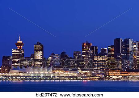 Stock Image - The Vancouver skyline at twilight. Fotosearch