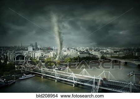Picture - Tornado rolling through London, United Kingdom. Fotosearch