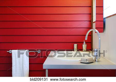 Stock Image - Towel and sink in modern bathroom. Fotosearch