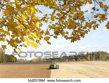 Picture - Tractor With an Aerator. Fotosearch