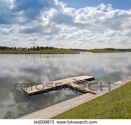Stock Image - Wooden Boardwalk by Porkuni Lake in Laane-Viru County. Fotosearch