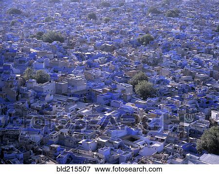 Stock Photo - Aerial view of Blue City cityscape, Jodhpur, Rajasthan, India. Fotosearch