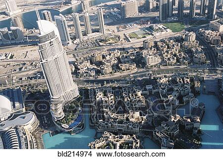 Picture - Aerial view of cityscape, Dubai, United Arab Emirates. Fotosearch