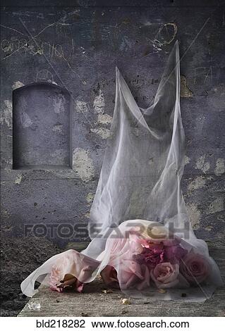 Bouquets of flowers under sheer curtain near dilapidated wall View Large Photo Image Stock Image - Bouquets of flowers under sheer curtain near dilapidated wall. Fotosearch