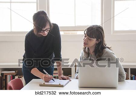 Businesswomen working together in office View Large Photo Image Stock Image - Businesswomen working together in office. Fotosearch