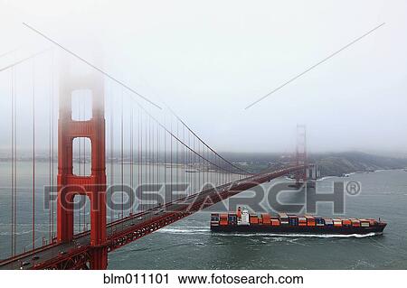 Cargo freighter underneath Golden Gate Bridge View Large Photo Image Stock Image - Cargo freighter underneath Golden Gate Bridge. Fotosearch