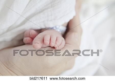 Caucasian mother holding foot of newborn daughter View Large Photo Image Stock Image - Caucasian mother holding foot of newborn daughter. Fotosearch