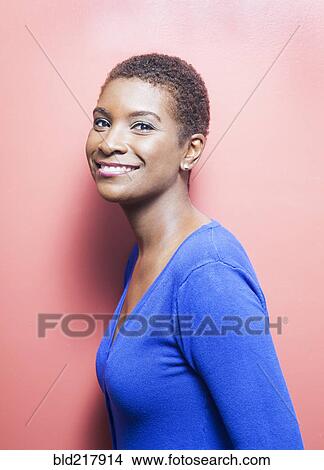Picture - Close up of Black woman smiling. Fotosearch