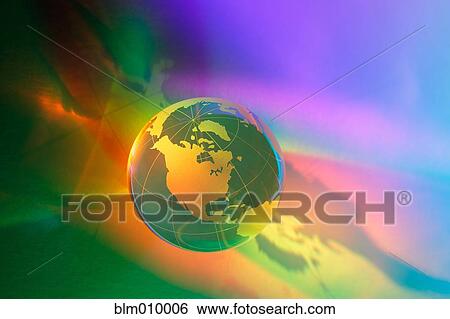 Stock Photograph - Close up of colorful globe. Fotosearch