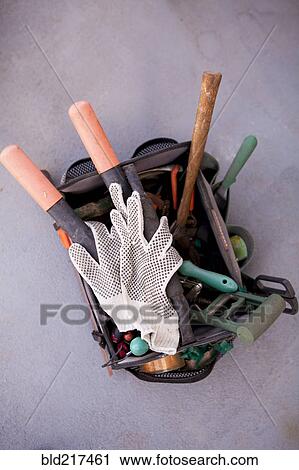 Close up of gardening tools in bucket View Large Photo Image Stock Image - Close up of gardening tools in bucket. Fotosearch