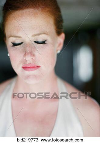Close up of glamorous bride with eyes closed View Large Photo Image Stock Image - Close up of glamorous bride with eyes closed. Fotosearch