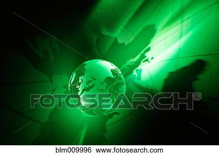 Stock Photograph - Close up of green globe. Fotosearch