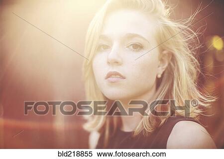 Stock Photography - Close up of serious Caucasian woman. Fotosearch