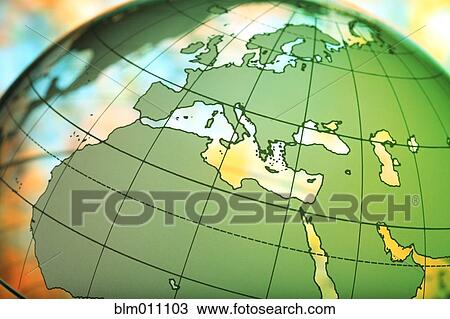 Stock Image - Close up of transparent globe. Fotosearch