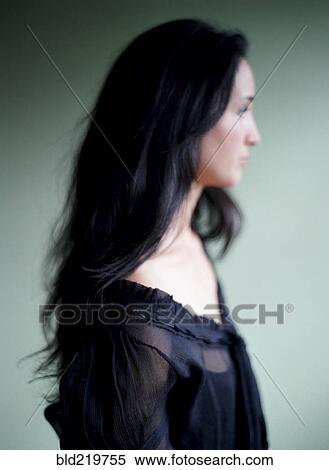 Close up of woman with long hair and lace blouse View Large Photo Image Stock Photography - Close up of woman with long hair and lace blouse. Fotosearch