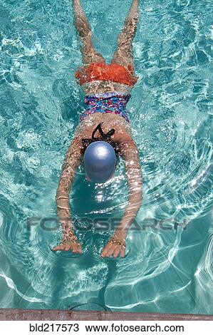 High angle view of Caucasian woman swimming in pool View Large Photo Image Stock Image - High angle view of Caucasian woman swimming in pool. Fotosearch
