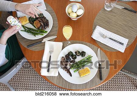 Stock Photo - High angle view of dinner table. Fotosearch