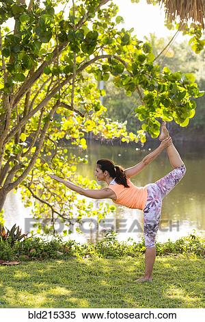 Hispanic woman practicing yoga in park View Large Photo Image Stock Photography - Hispanic woman practicing yoga in park. Fotosearch