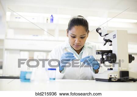 Mixed race scientist working in laboratory View Large Photo Image Stock Photograph - Mixed race scientist working in laboratory. Fotosearch