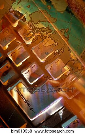 Stock Photo - Montage of globe and keyboard. Fotosearch