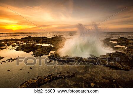 Ocean waves crashing in Thor's Well at sunset, Cape Perpetua, Oregon, United States View Large Photo Image Stock Photo - Ocean waves crashing in Thor's Well at sunset, Cape Perpetua, Oregon, United States. Fotosearch