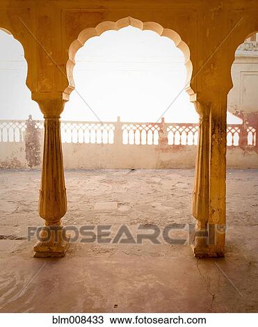 Ornate Indian arch and courtyard View Large Photo Image Stock Image - Ornate Indian arch and courtyard. Fotosearch