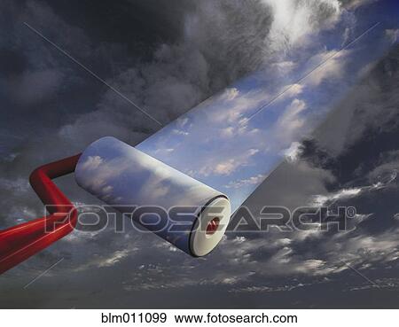Paint roller rolling color across sky View Large Photo Image Stock Photo - Paint roller rolling color across sky. Fotosearch