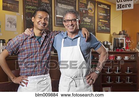Partners of cafe standing together View Large Photo Image Picture - Partners of cafe standing together. Fotosearch