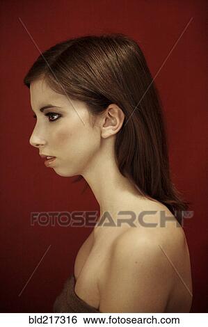Stock Photograph - Profile of serious Caucasian woman. Fotosearch