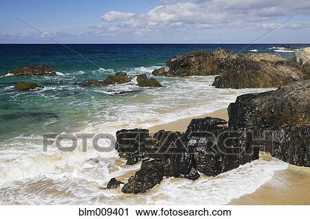 Stock Image - Rocky Pacific coast and beach. Fotosearch