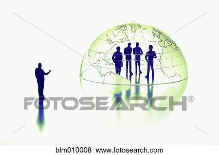 Stock Photo - Silhouette of people inside glass globe. Fotosearch