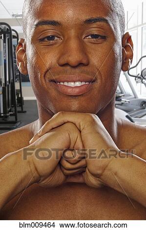 Picture - Smiling Black man in health club. Fotosearch