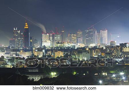 Stock Image - Tokyo skyline at night. Fotosearch