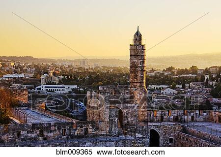 Tower of David amid cityscape View Large Photo Image Stock Photography - Tower of David amid cityscape. Fotosearch