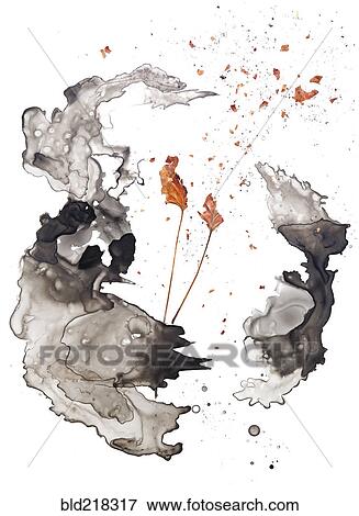 Watercolor shapes and dried leaves View Large Photo Image Stock Photo - Watercolor shapes and dried leaves. Fotosearch
