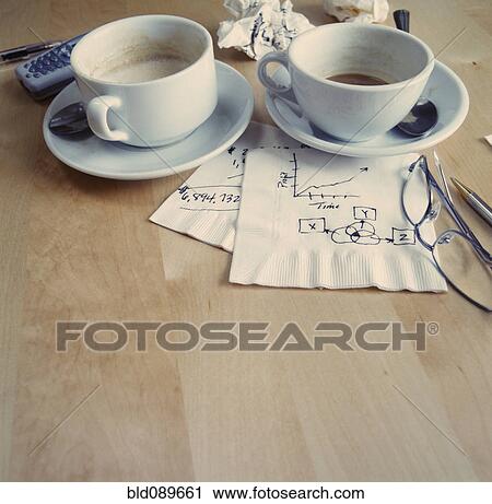 Coffee cups and drawings on napkins View Large Photo Image Stock Image - Coffee cups and drawings on napkins. Fotosearch