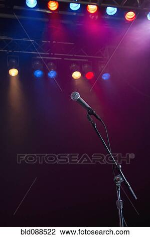 Microphone on stage View Large Photo Image Stock Image - Microphone on stage. Fotosearch