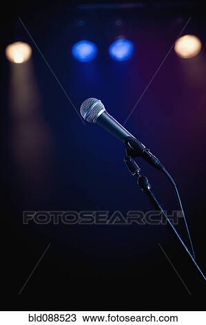 Microphone on stage View Large Photo Image Stock Image - Microphone on stage. Fotosearch