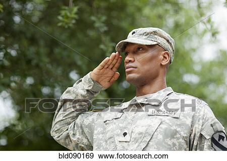 Black soldier saluting View Large Photo Image Stock Photo - Black soldier saluting. Fotosearch