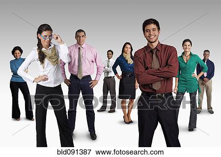 Diverse business people standing together View Large Photo Image Stock Photo - Diverse business people standing together. Fotosearch