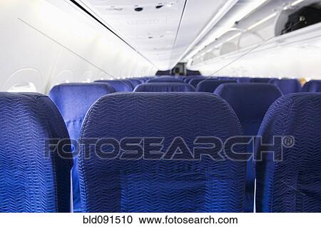 Stock Image - Empty airplane cabin. Fotosearch