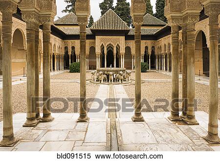 Stock Photography - Pillared portico surrounding courtyard. Fotosearch