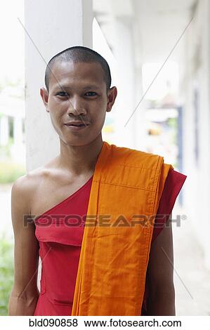 Stock Photo - Serious Cambodian monk. Fotosearch