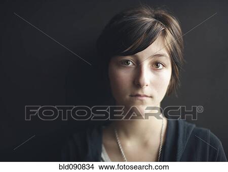 Picture - Serious Caucasian teenager. Fotosearch
